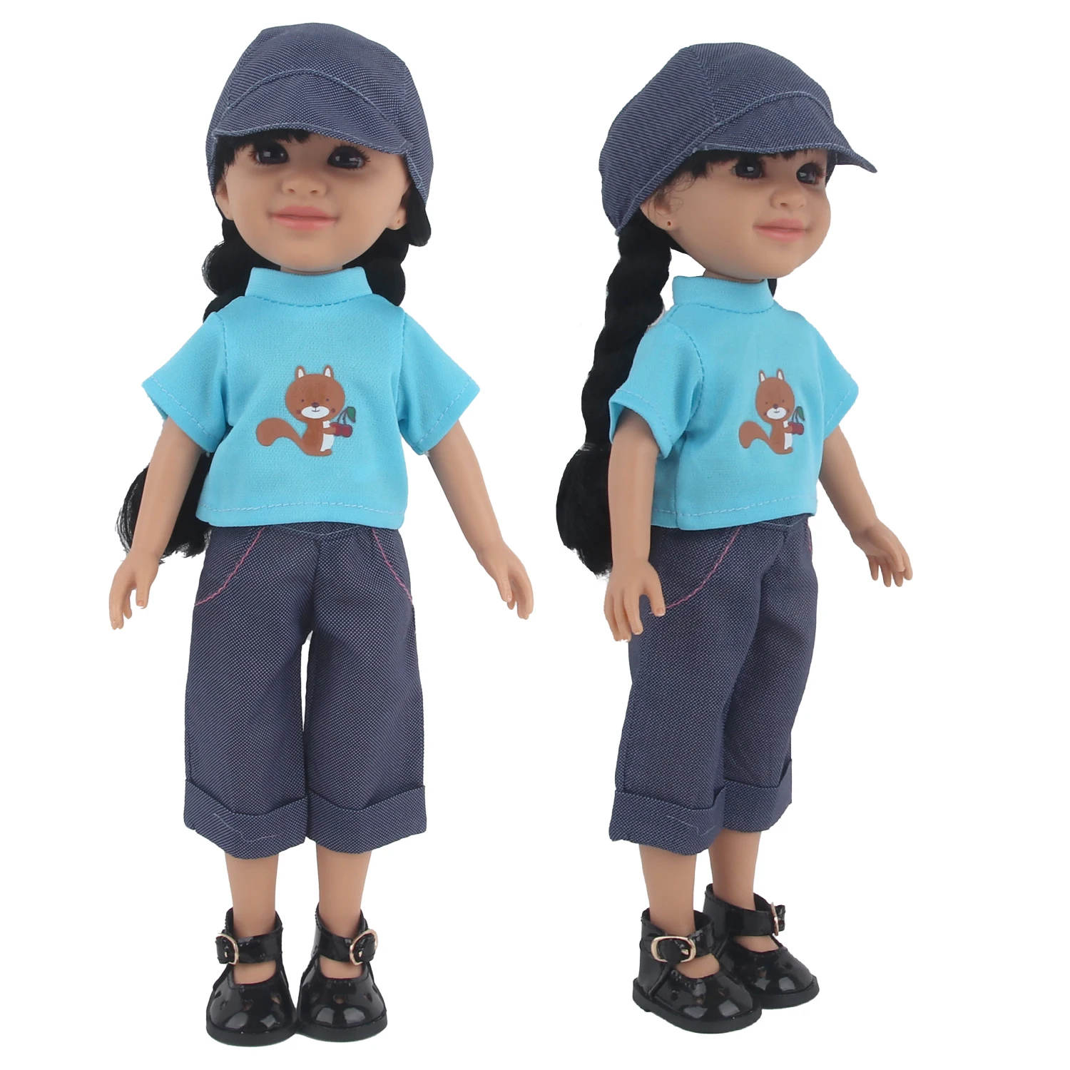 

Cool 14 Inch Dolls Clothes Set Blue Squirrel T-shirt+Pants+Hats Suit Outfit For 35cm Baby Girl,OG, Baby Doll Clothes DIY Gifts