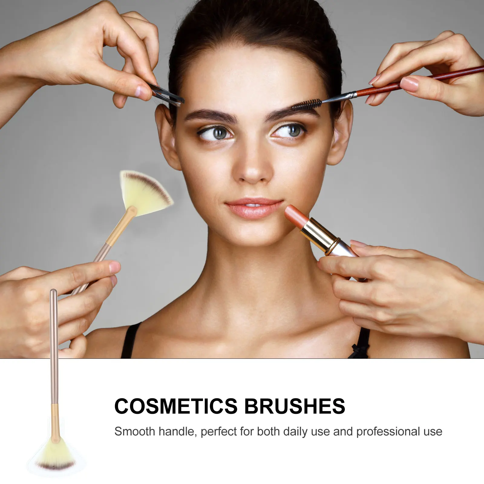 

9pcs Makeup Kit Fan Shaped Highlight Blush Daily Makeup Brushes Kit Precision Setting Easy Clean Facial Tools Cosmetics