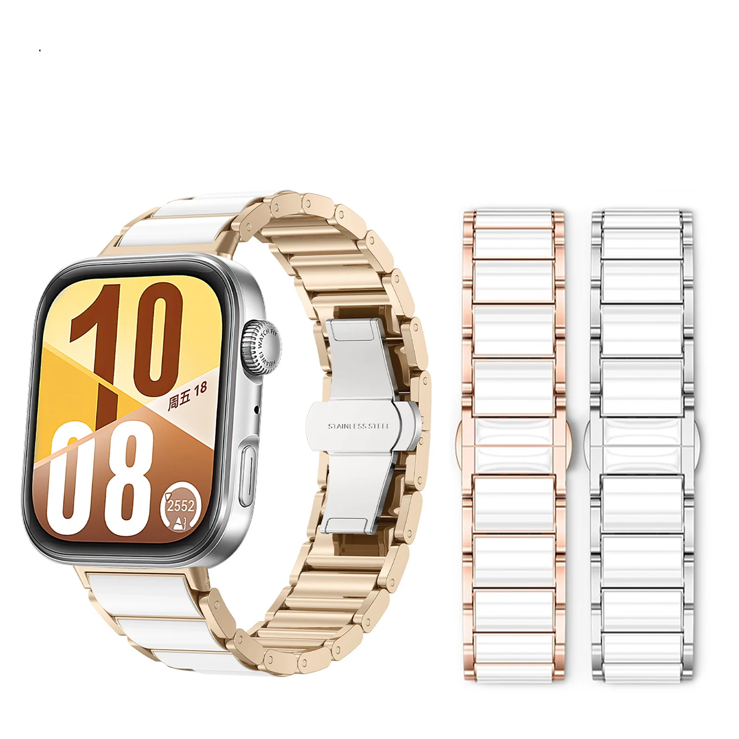 Ceramic-like Metal Strap For Huawei Watch Fit 5/5Pro Stianless Steel Wristband Correa Belt For Huawei Watch Fit4/4pro/3 Bracelet