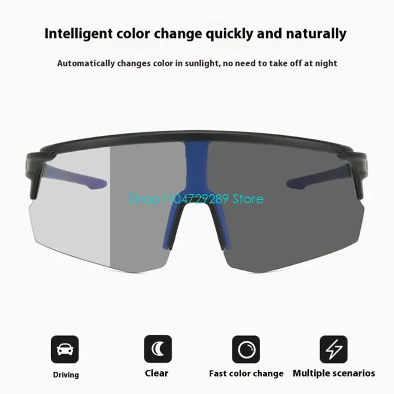 D8KE Auto Adjust Cycling Glasses Impact Resistant PC Lens Anti Fog Coating Unisex Adult Outdoor Sports Eyewear