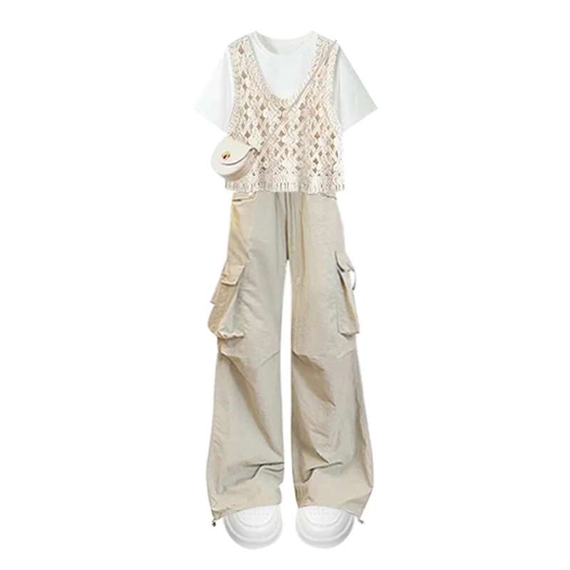 Sommer Casual T-Stück Set frauen Japanische Sle Hohe Taille ort Sve Top Und Hosen Abnehmen Arbeitskleidung Outfit