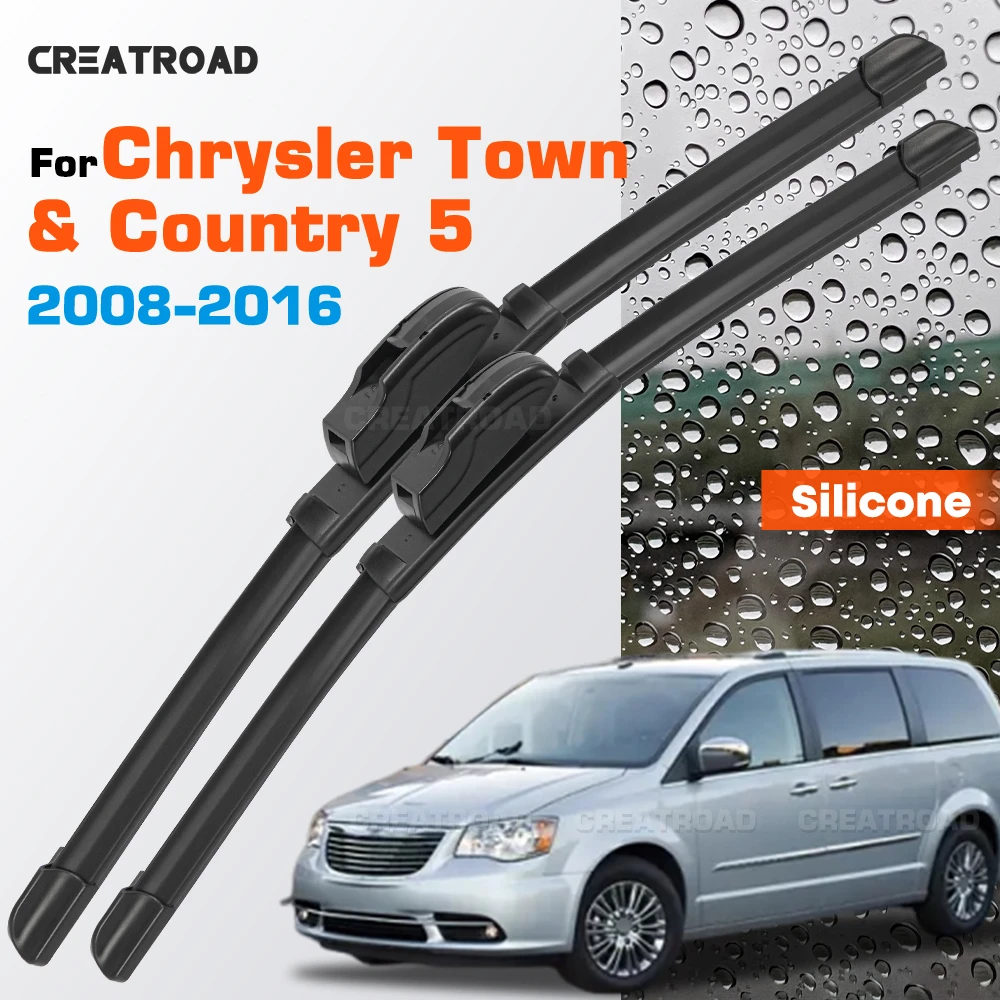 

Silicone Wiper Blades Fit For Chrysler Town & Country 5 2008-2016 Coated Silent HD Wear-Resistant Car Windshield Wipers 26"+20"