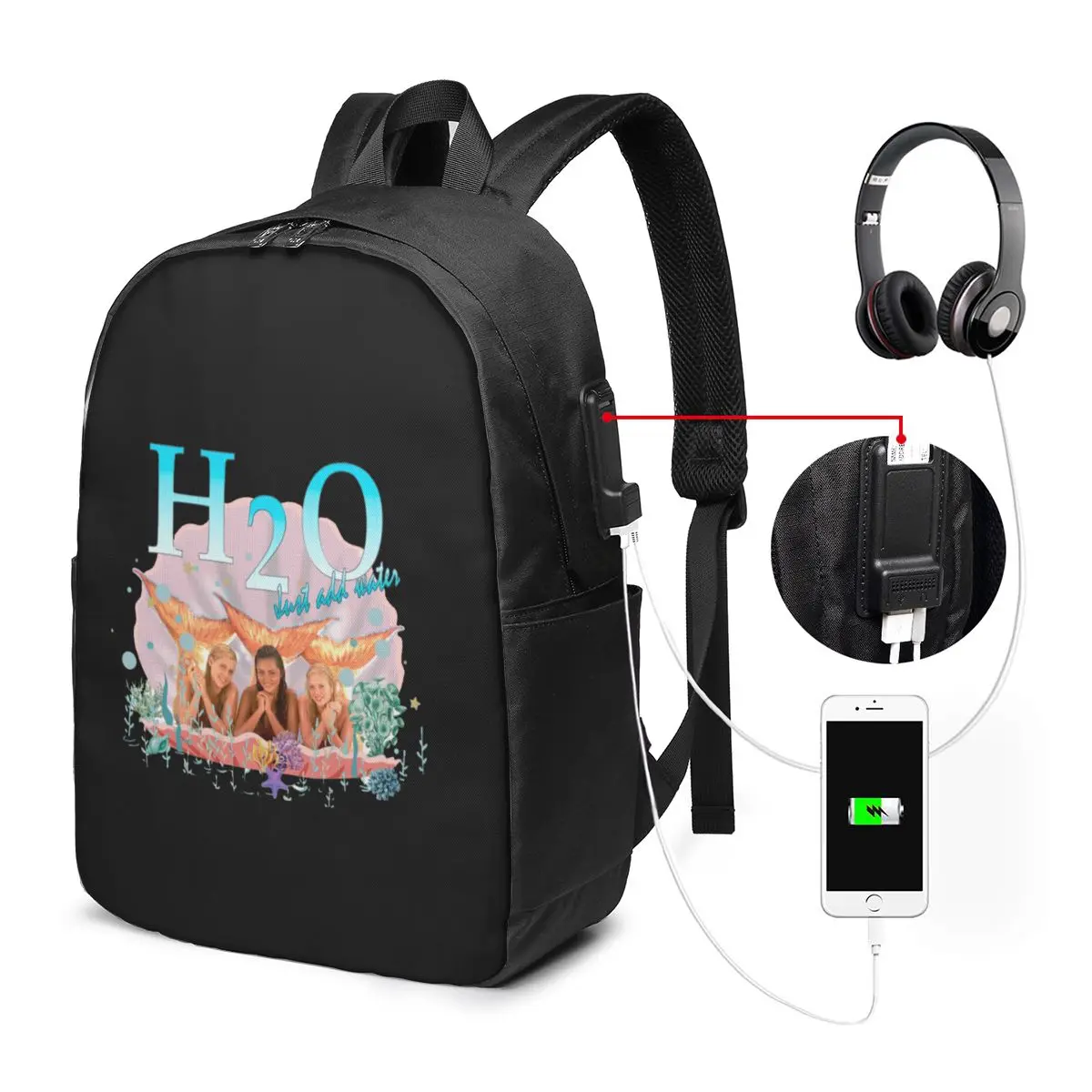 

H2O Just Add Water Premium Backpack Travel Notebook Bag Computer College Student School Bag Laptop Shoulder Bags for Men Women