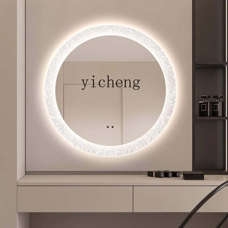 BB  round luminous bathroom mirror borderless wall-mounted bathroom vanity mirror makeup mirror