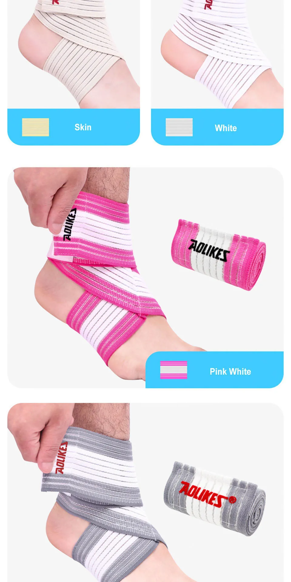 AOLIKES Professionelle Sport-Erdungsbandagen, elastische Knöchelstütze, Polster, Schutz, Knöchelbandage, Schutz für Fitnessstudio – Detail 9