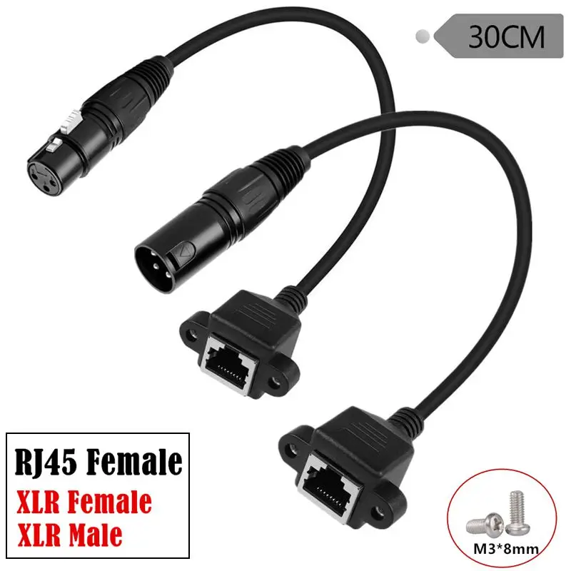 30cm Canon XLR 3-Core Male And Female to RJ45 Male/Female With Ears Audio Cable Suitable For DMX-CON Controller Series LED RGB