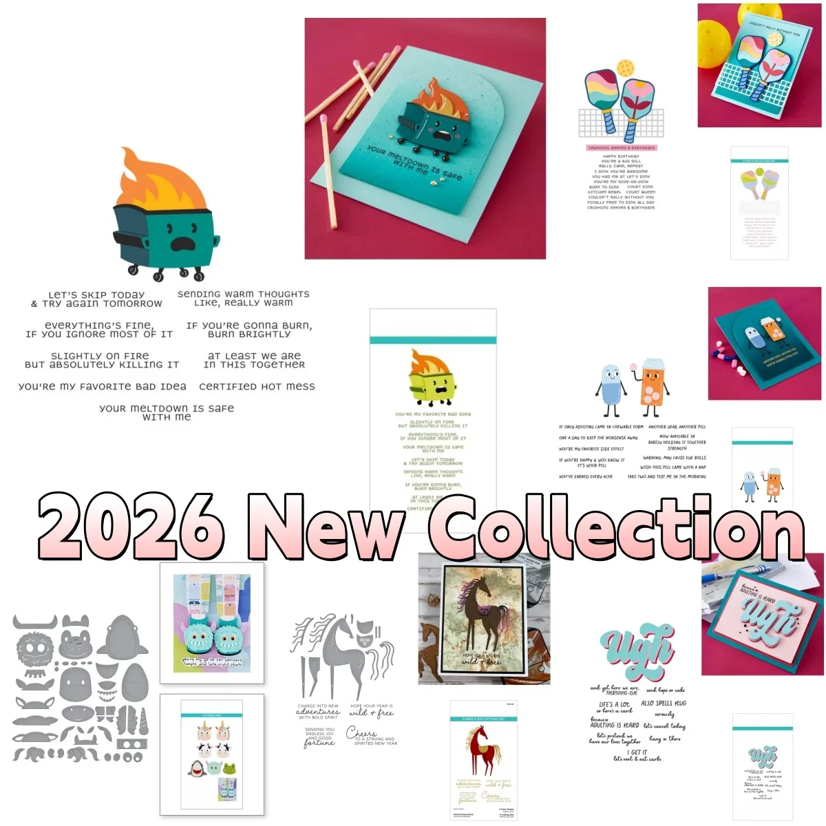 Dumpster Fire Horse Clear Stamps and Metal Cutting Dies For DIY Greeting Card Scrapbook Decoration Embossing 2026 New Collection