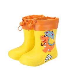 Children Rubber Rain Boots Baby Dinosaur Non-slip Waterproof Rain Shoes Girls Non-slip Rainy Day Water Shoes for Boys