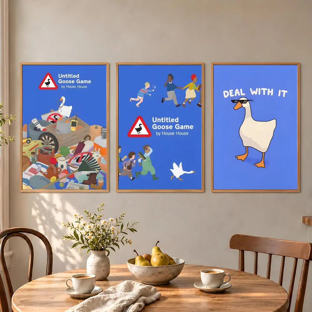 Game Untitled Goose Game Honk Village Poster Aesthetic Wall Art Poster HD Waterproof PP Self Adhesive Bedroom Dorm Room Decor