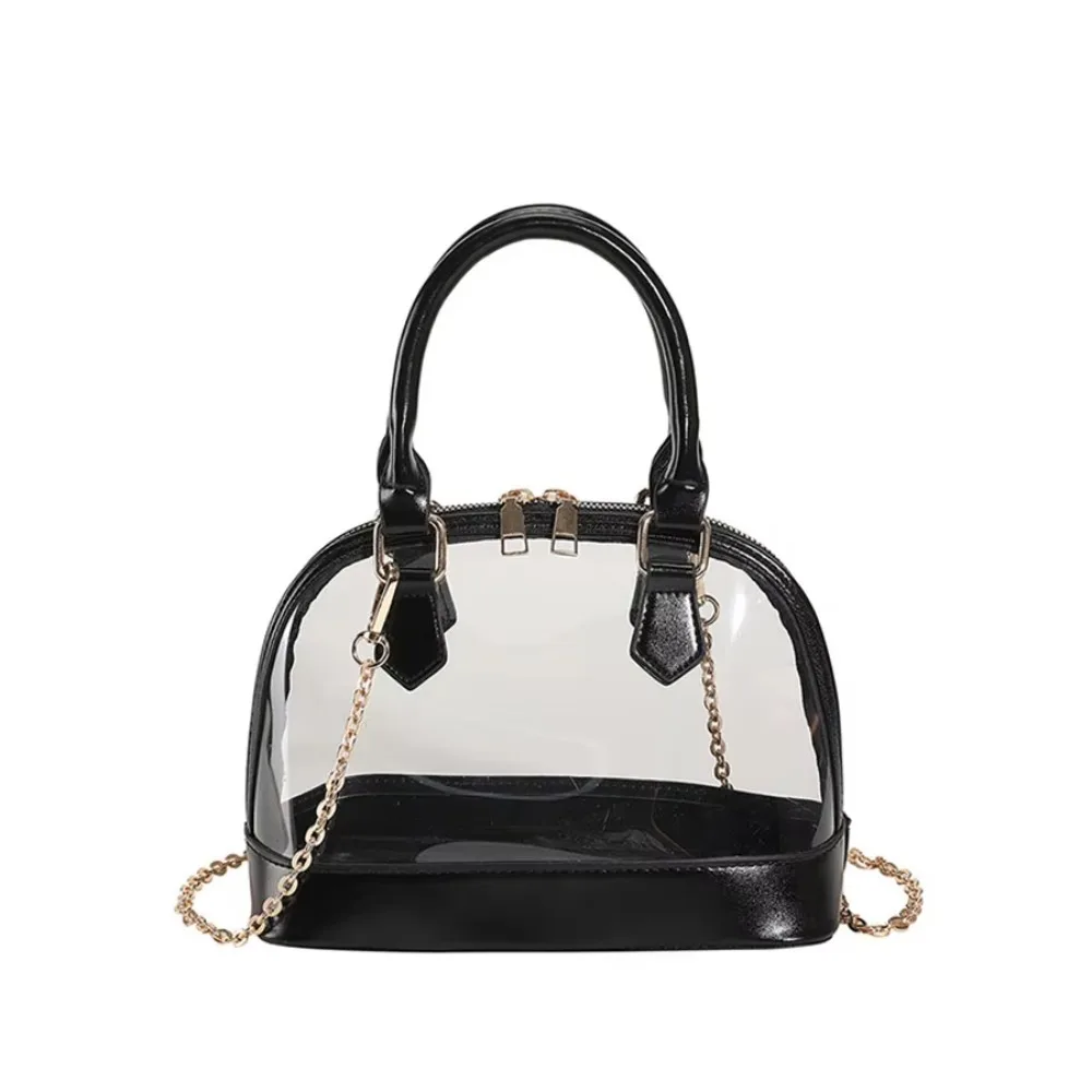 

Elegant Transparent Jelly Handbag Shell Shape Candy Color Crossbody Shoulder Bag Large Capacity Korean Style PU Leather Handbag