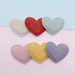 100 pz 4*3.3CM filo d'oro tessuto cuore Appliques per vestiti cappello forniture per cucire copricapo fai da te fermaglio per capelli fiocco Decor patch