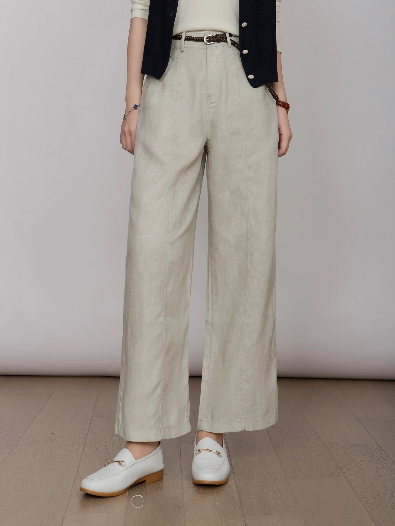 

Женские повседневные брюки SureHouse Premium Linen Spruce из высокоплотной ткани с эффектом песочной стирки, прямого кроя, длиной 9/10, для отдыха