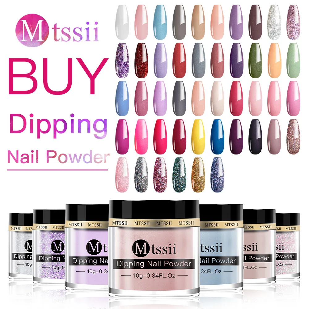 

Mtssii 10g Glitter Dipping Nail Powder Matte Effect 46 Colors Glitter Acrylic Pigment Natural Dry Nail Art Decoration Tips