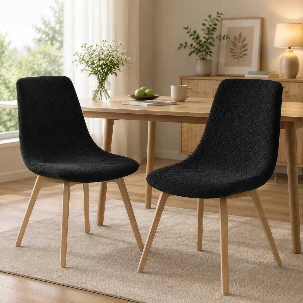 1PC/2PCS/4PCS Waterproof Diamond Jacquard Eames Style Shell Chair Cover Stretch Removable Seat Protector for Dining Room