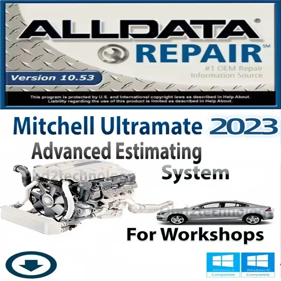 Software para automóvil Alldata 10.53 con diagramas de cableado de profundidad y Mitchell Ultramate 2023.07 para reparación avan