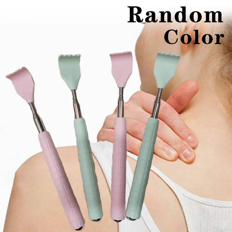 Back Extendable Scratcher Stainless Steel Telescopic Scratching Massager Telescoping Anti-Itch Tool With Rolling Massage Beads