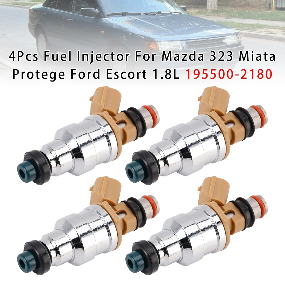 

4Pcs Set Car Fuel Injector Replacement Accessories For Mazda 323 Miata Protege Ford Escort 1.8L 195500-2180