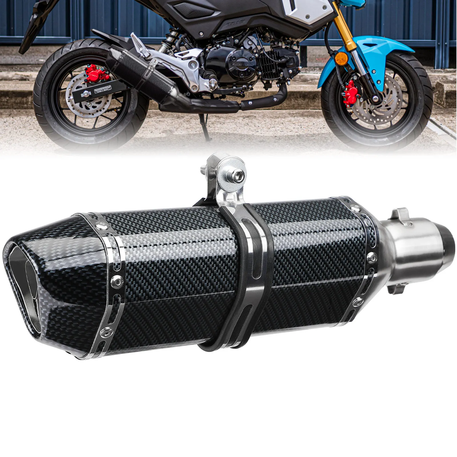 

Universal 38-51mm Caliber Motorcycle Exhausts Pipe with Muffler 370MM DB Killer Exhaust Systems Carbon Fiber For HONDA Moto Tube