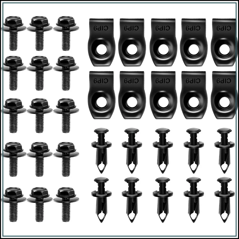 

35PCS Engine Under Cover Splash Shield Guard Body Bolts Bumper Fender Liner Push Retainer Fastener Rivet Clips