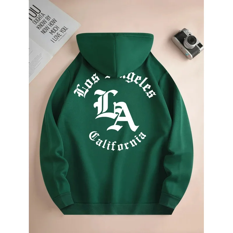 

Men's new fashion hoodie, casual daily drawstring hooded sweatshirt, monogrammed, front kangaroo pocket, men's jacket