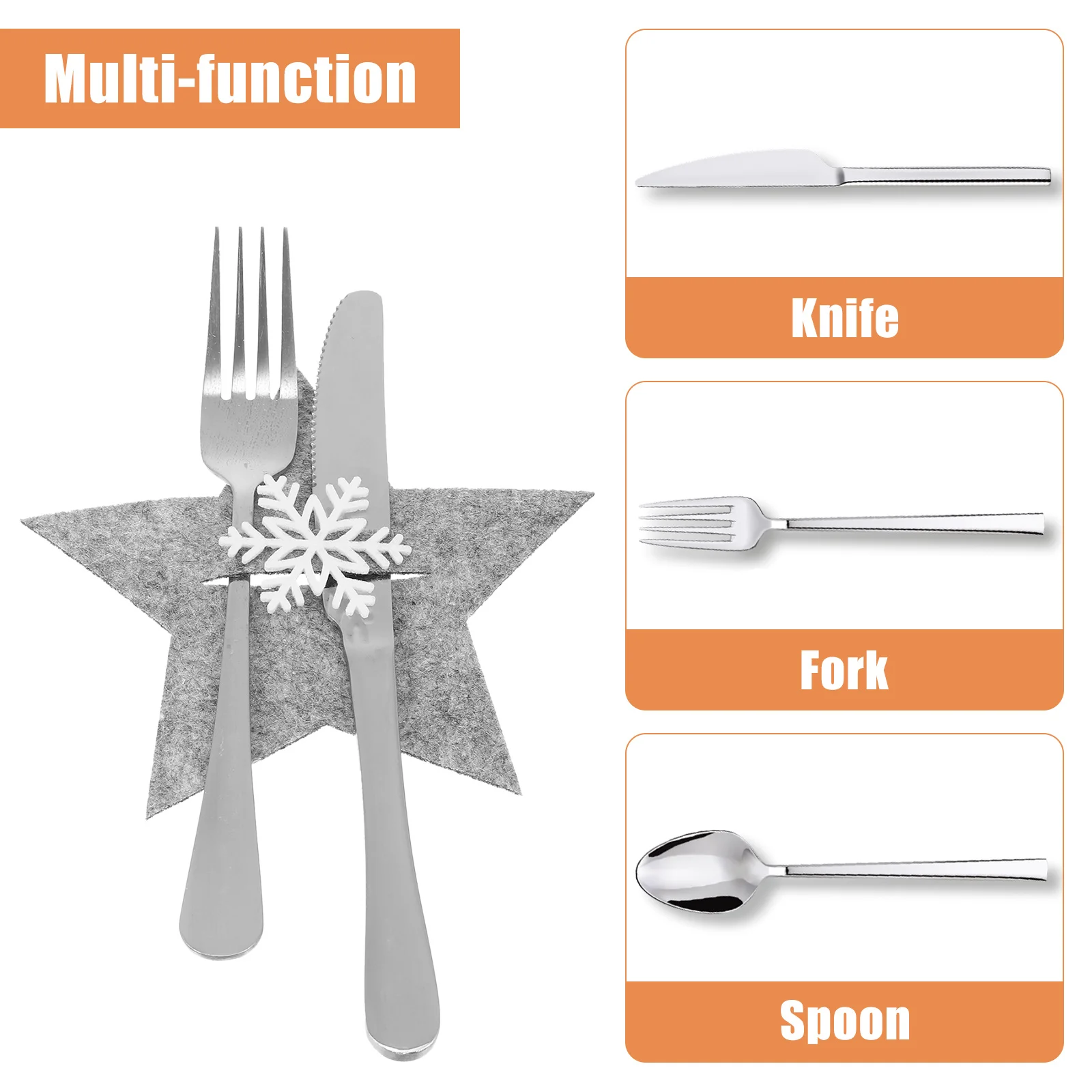 

8Pcs Xmas Five-Pointed Star Cutlery Pouches Small Size Tableware Bags Non-Woven Fabric Christmas Party Decor Tableware Mat