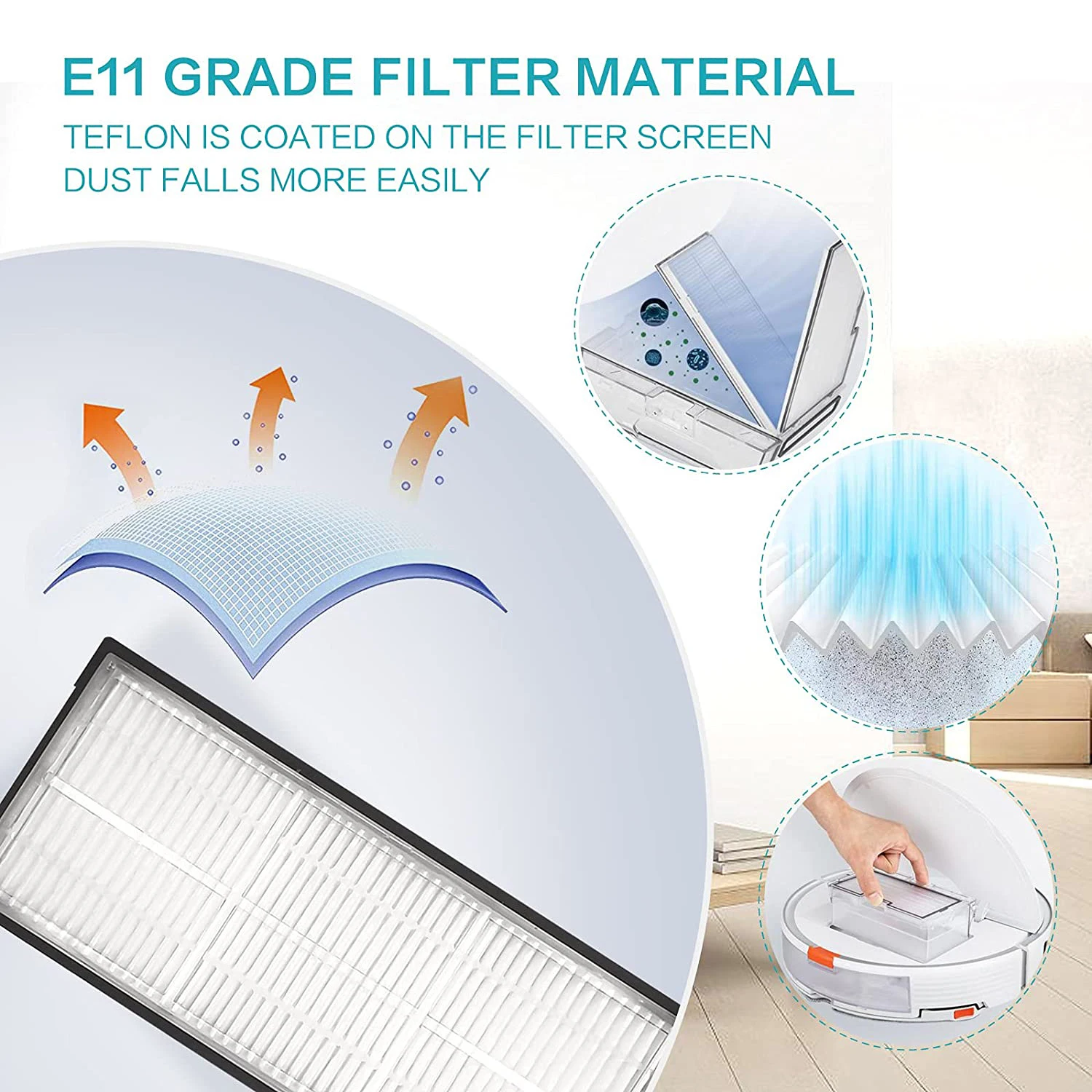 Accesorios de repuesto para aspiradora XiaoMi Roborock S7, S70, S75, S7Max, S7Max, T7S, T7S Plus, filtro Hepa