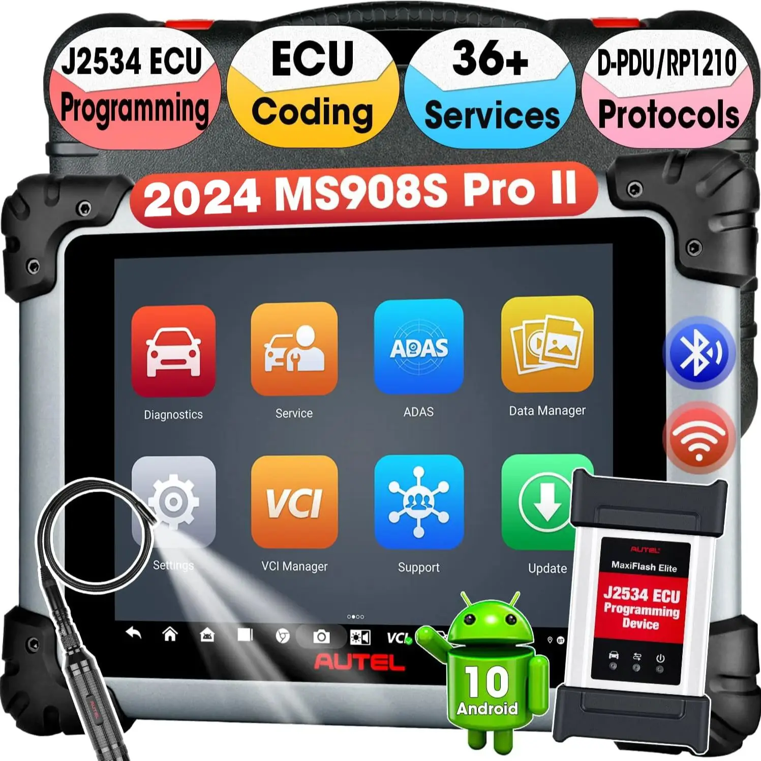 Autel MaxiSYS MS908S PRO II Car Diagnostic Tool AutoScan 2.0 ECU Programming Coding Active Test 36+ Services PK MS908S Pro Elite