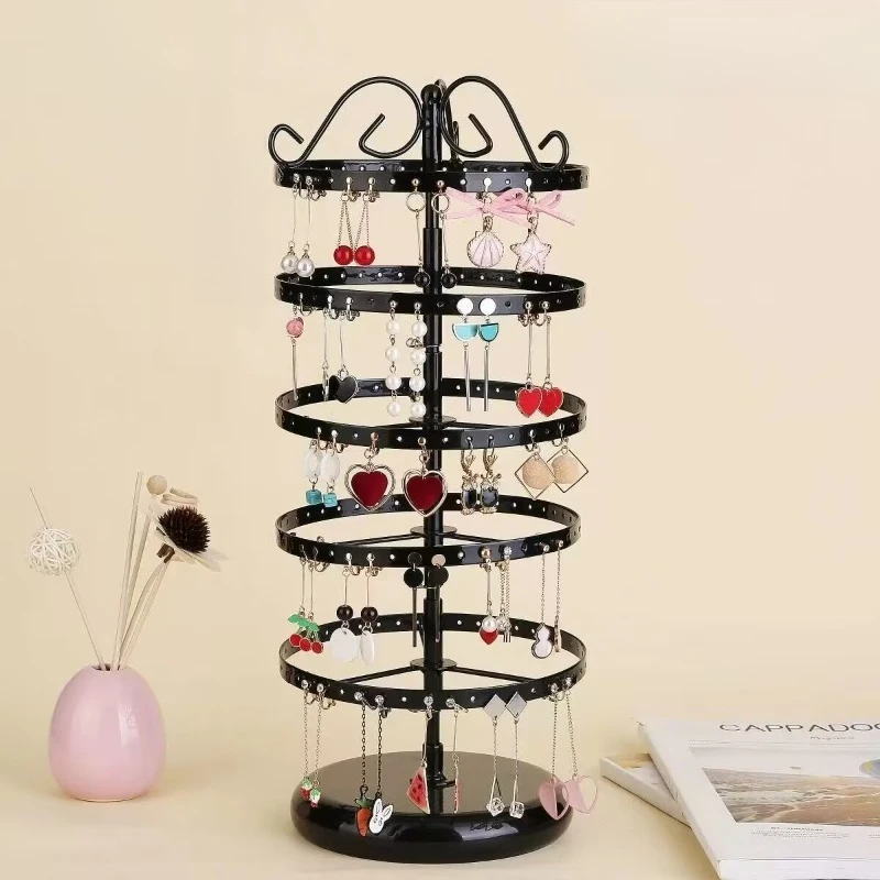 

Rotatable Earring Display Stand Woman Large Earrings Organizer Rack Desktop Earring Storage Shelf Metal Jewelry Displays Holder