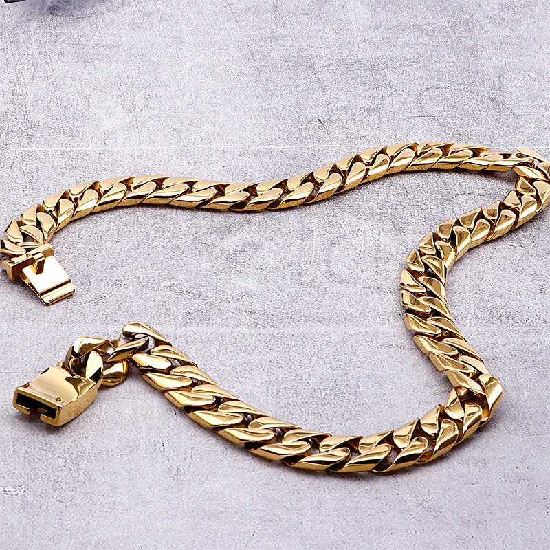 17mm Stainless steel 316L Cuban Chain Necklace for Men, Punk Neck Chains, Silver Color, Gold Color,Jewelry Accessories, Gift