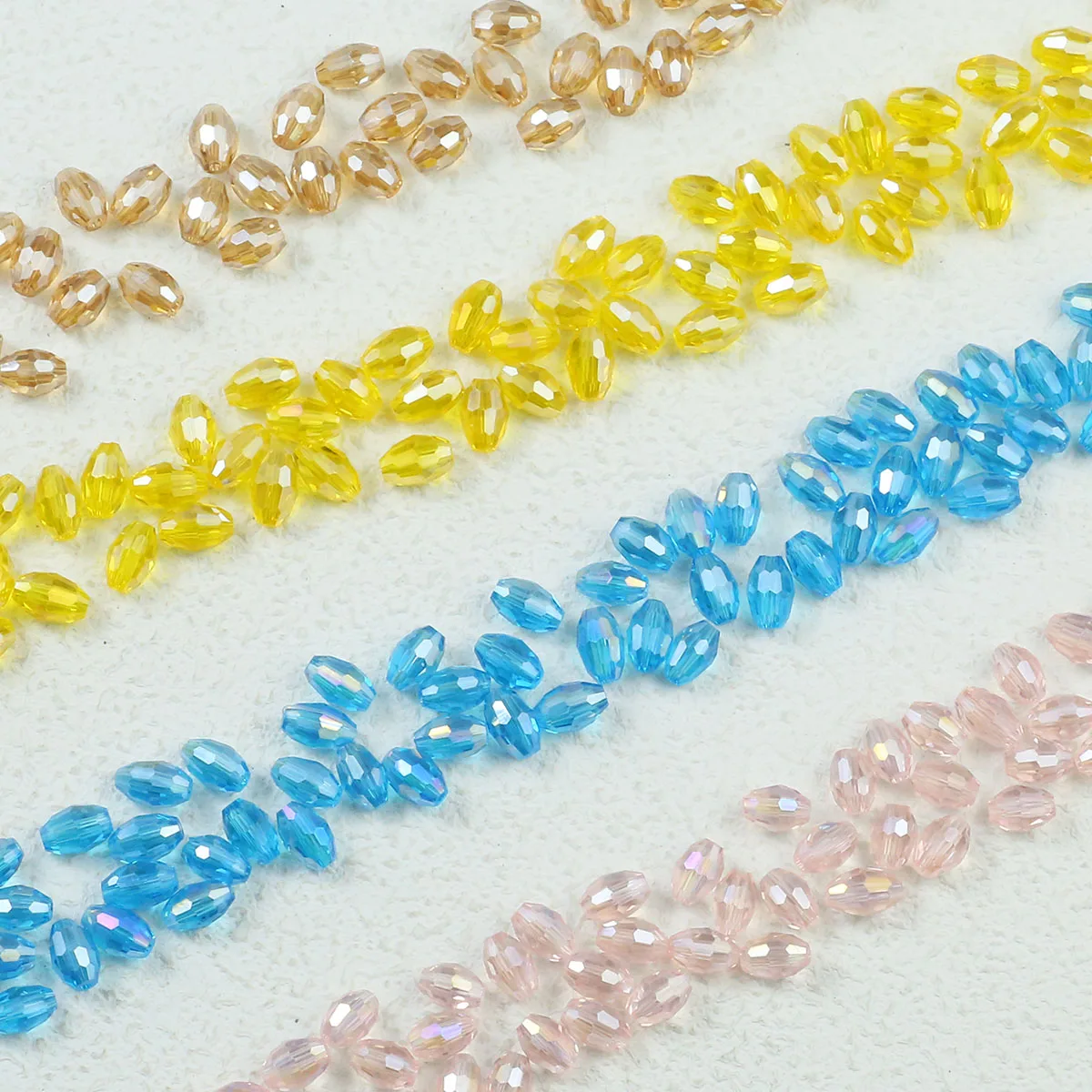 100pcs 4x6mm Rice Grains Shape Austrian Crystal Oval Glass Ball Spacer Loose Beads For Jewelry Making DIY Bracelets Accessories