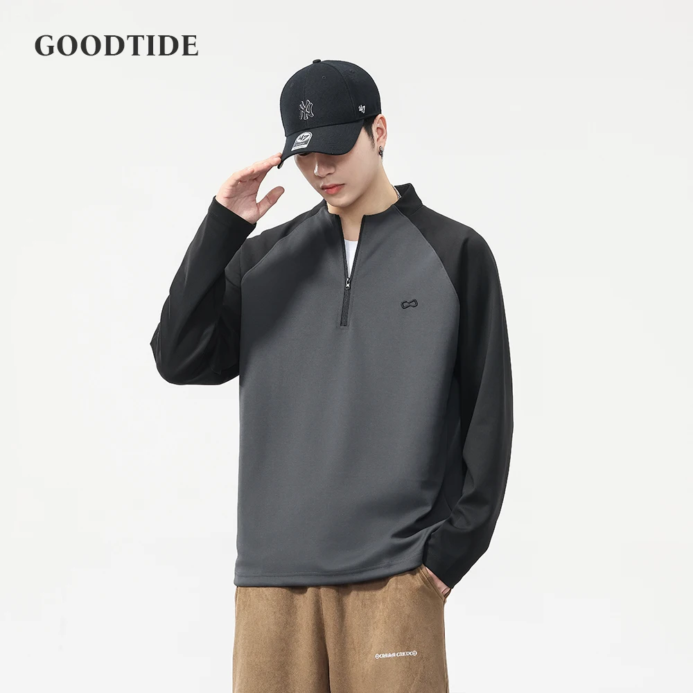 

Fashion Men's Stand Collar Windproof Warm Sweater 2025 Autumn New Half-Zip Slim Fit Trendy Versatile Long Sleeve Top Pullover
