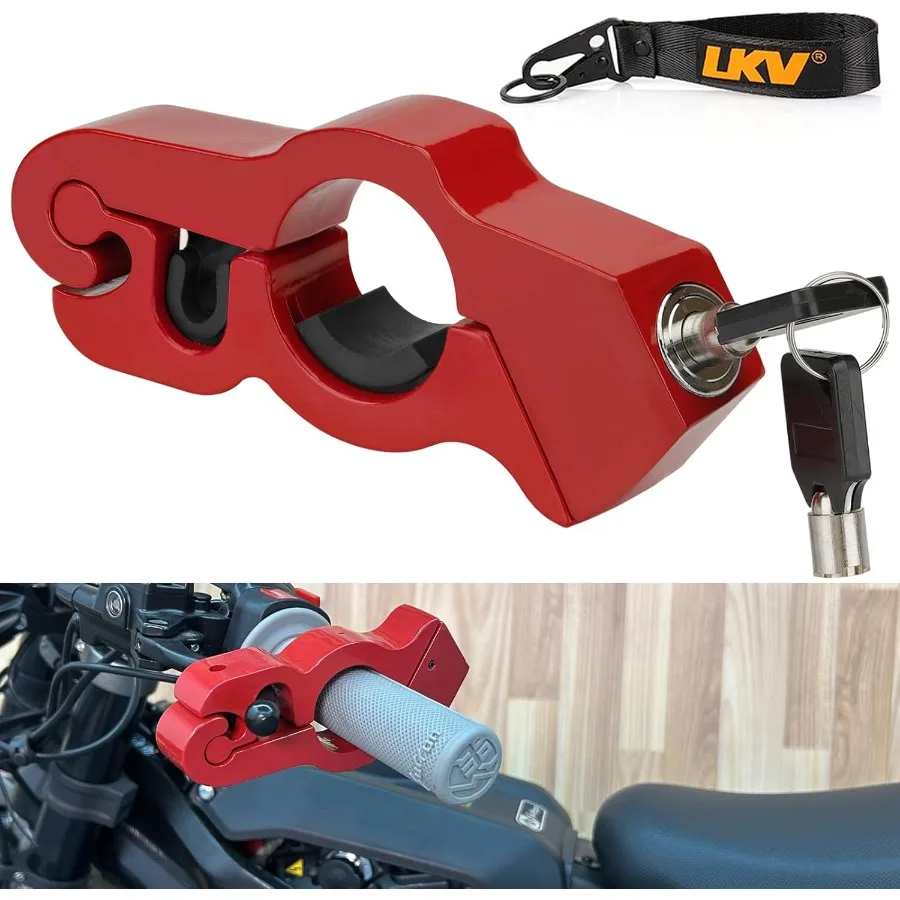 

Universal Adjustable Motorcycle Handlebar Lock AntiTheft Brake Grip Throttle Lock for Bike Scooter Mopeds ATV Red Security Devi
