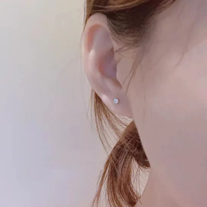 Avenneth New Square/Round Zircon Earrings For Women Geometric Fashion Mini Black/Silver Color Earring Party Wholesale Gifts