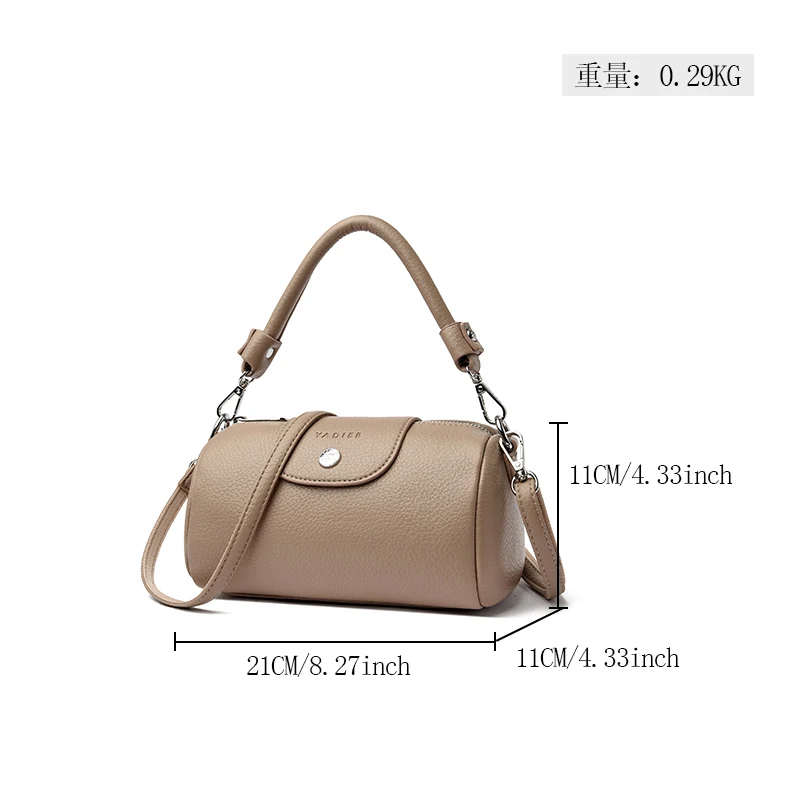 حقيبة كتف نسائية من جلد البولي يوريثان بلون نقي بتصميم عتيق، حقيبة يد أسطوانية فاخرة للاستخدام اليومي، محفظة كروس لمحفظة الهاتف