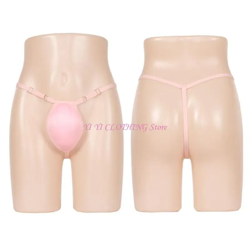 

N5KF Sponge Cup Padded Thong for Mens Bulge Enhancer Underwear Wearable Panties Low Rise Adjustable Swimwear Briefs