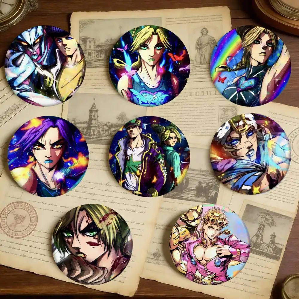 Anime JOJO Bizarre Adventure Badges 25 32 44 58 75 Mm Round Cosplay Pin Bag Decor Fans Collect Friends Gifts Brooch Souvenir