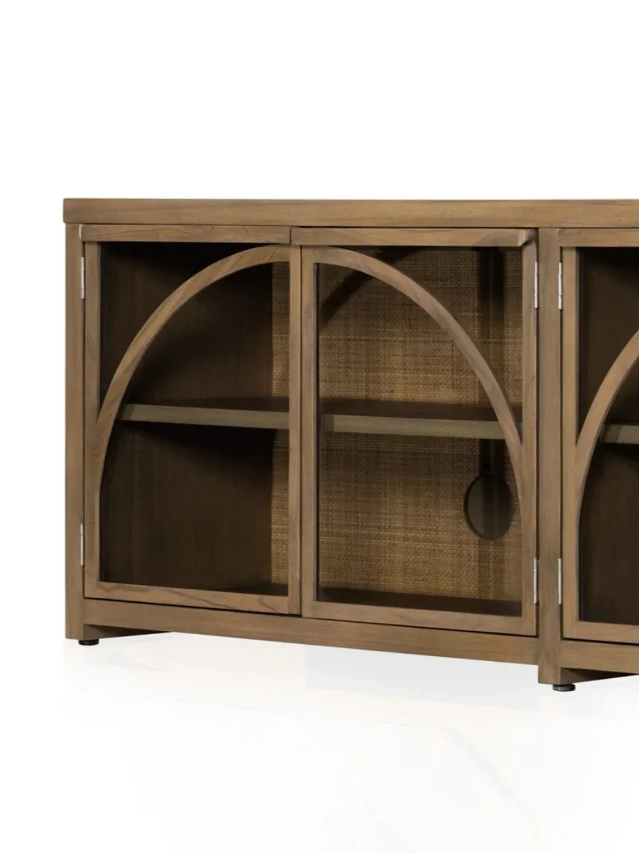 

Solid wood small apartment custom TV cabinet, French living room floor cabinet storage decorative cabinet dining side cabinet