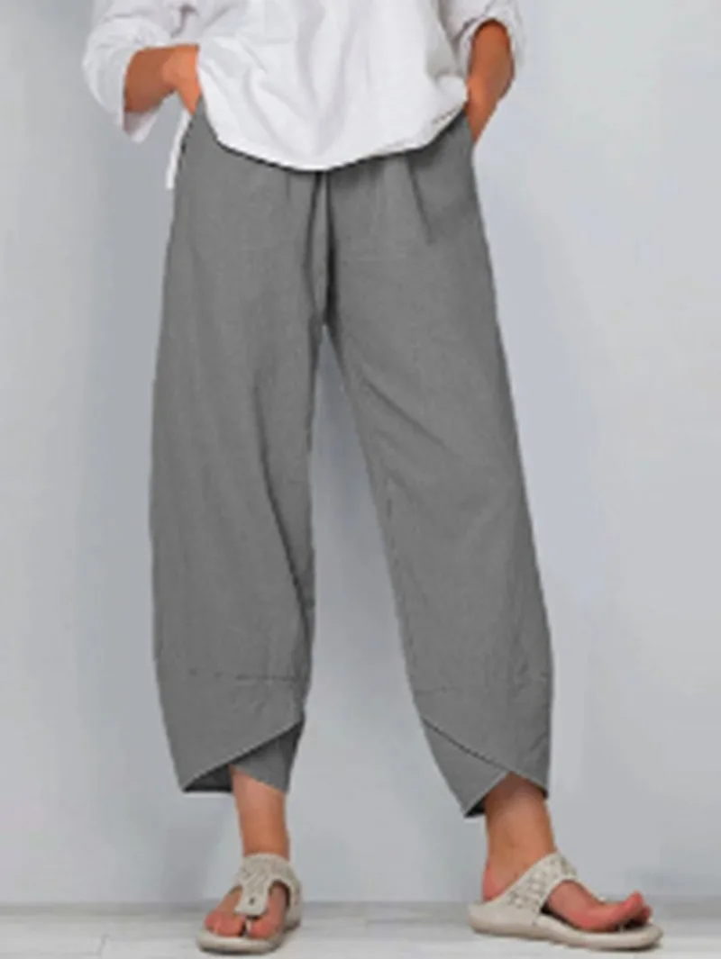 Women's Casual Solid Color Commuter Pants All Season Versatile Lace Hem Decor Daily Wear Trousers