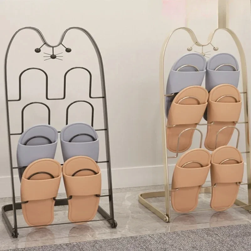 Creative Iron Cat Shoe Rack Slipper Storage Holder Drainage Drying Organizer Bathroom Footwear Organizer