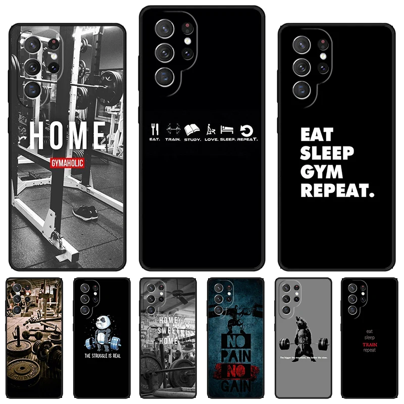 Bodybuilding Gym Fitness phone case For Samsung Galaxy S24 S23 S22 Ultra Note 10 20 Plus S8 S9 S10 S20 S21 FE Cover