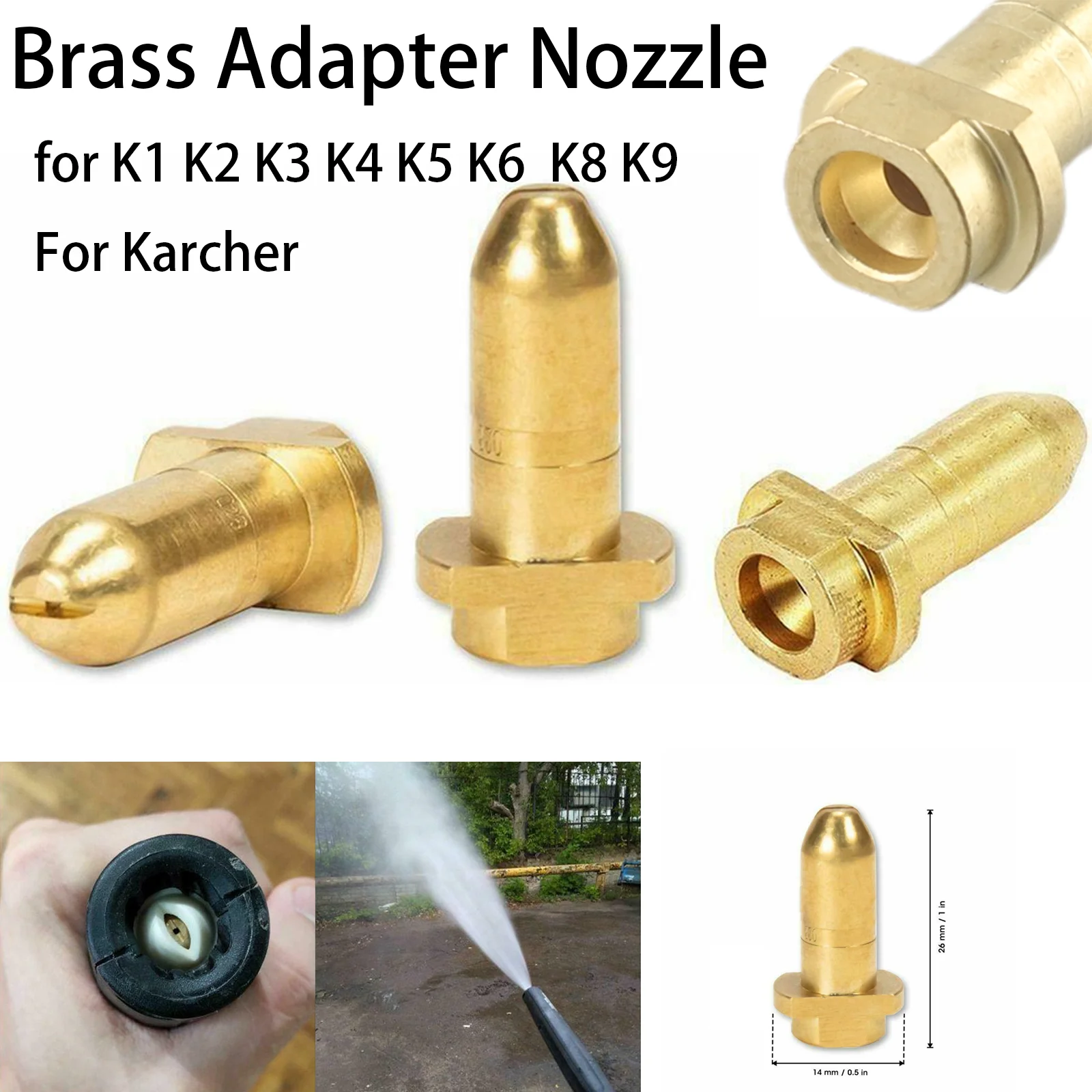 Brass Adapter Nozzle For Karcher Brass Adapter Nozzle Replacement for K1 K2 K3 K4 K5 K6  K8 K9 High pressure water gun nozzle