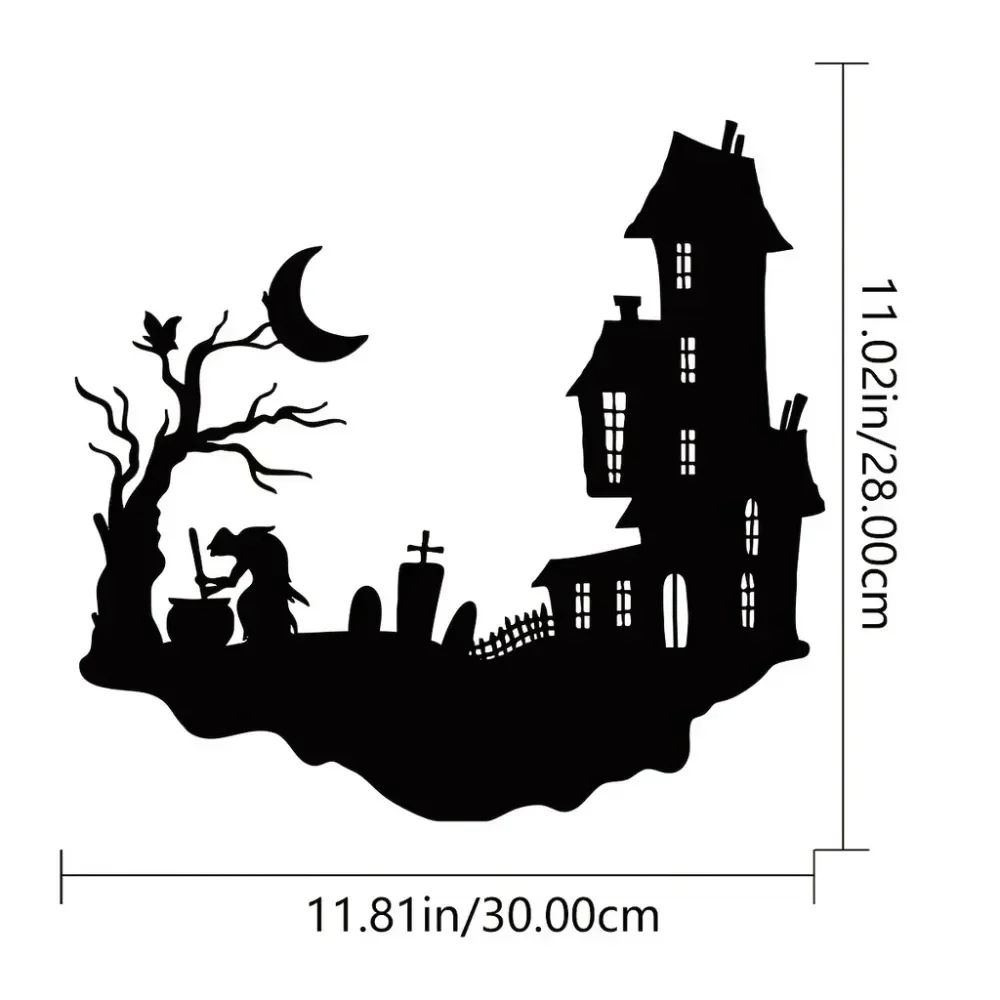 Metal Silhouette Yard Signs Wall Decor: Alluring Modern Delight for Halloween Room. Sticker Mural with Metal Wall Hanging.