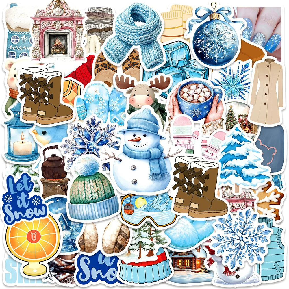 

10/30/50 шт. винтажные эстетичные наклейки с зимним пейзажем, милые мультяшные рождественские стикеры, наклейки для ноутбуков, холодильников, телефонов, игрушки, подарки