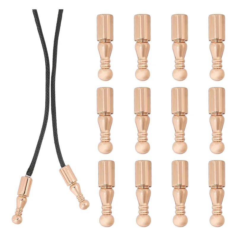 ABRT-12Pcs Bolo Tie Tips Replacement End Caps Long Alloy Cord Ends Smooth For Clothes Decoring Chain Bracelet DIY Crafts
