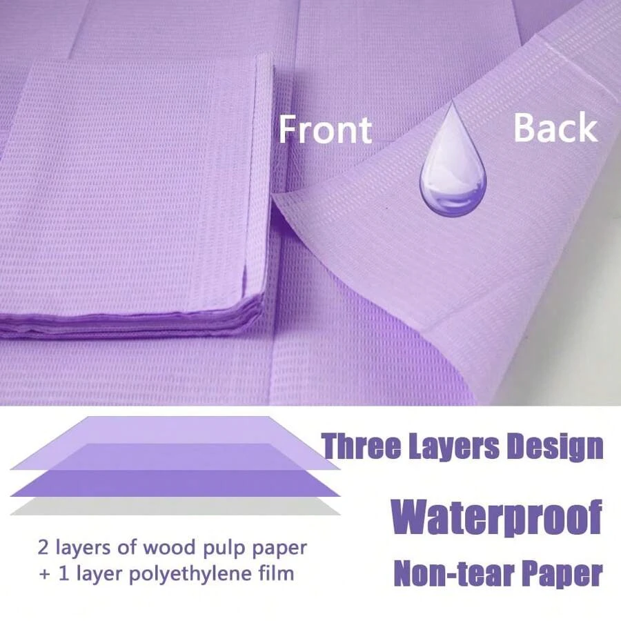 25-100 szt. Podkładki pod paznokcie do manicure, jednorazowe, składane, 3-warstwowe, papierowe, do salonów kosmetycznych, do użytku w salonach tatuażu, 45*32 cm