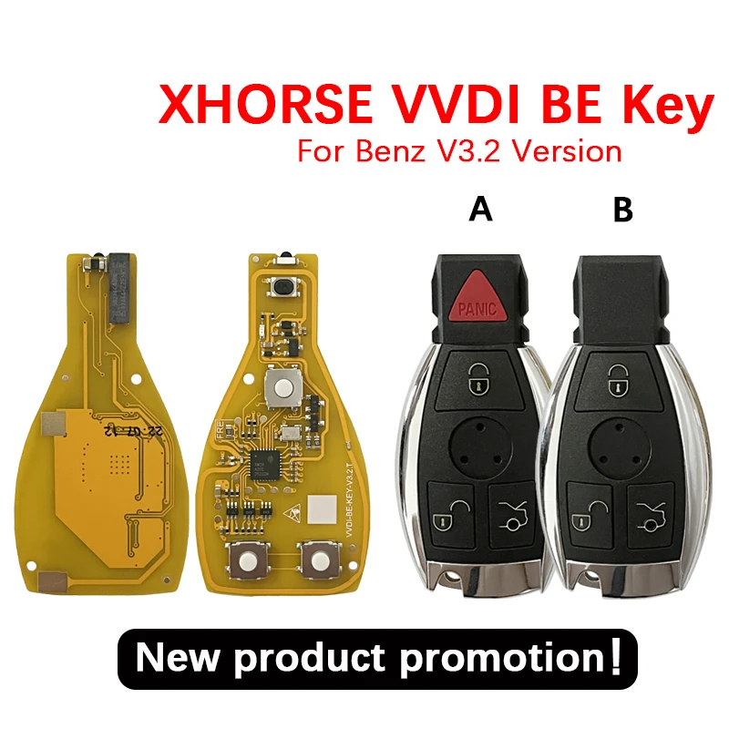 

CN002096 Xhorse VVDI BE Key Pro For Benz V3.2 PCB 315/434MHZ Remote Key Chip Improved Version Smart Key Frequency can be changed