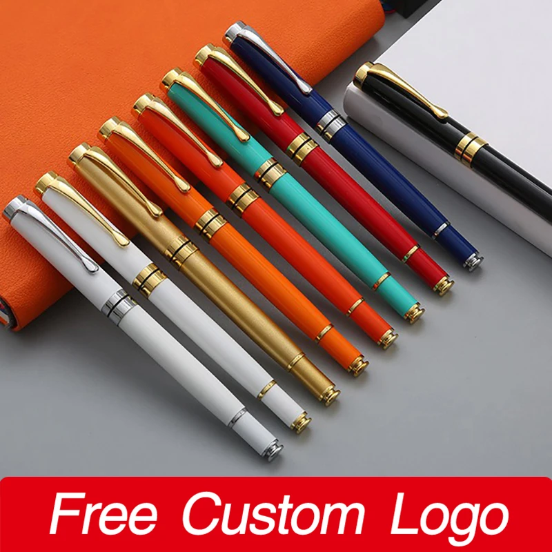 10Pcs Free LOGO Metal Neutral Pen Customized Luxury Business Signature Pen Advertising Gift Office Writing Student Stationery