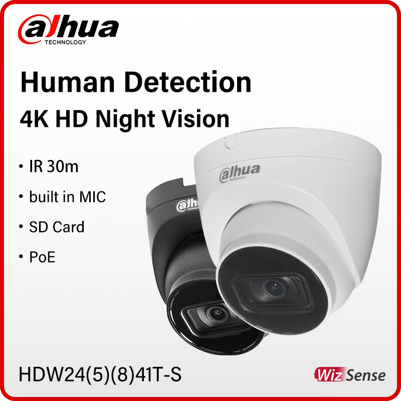 

Dahua WizSense 4MP 5MP 8MP Outdoor IP Camera Starlight Night Vision Security CCTV Human Detection PoE Mic HDW2441T-S HDW2841T-S