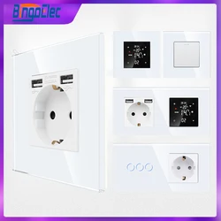 Tuya Smart Wifi Thermostat and Touch Light Switch/USB Socket/CAT6 TV Function Part DIY Combination zigbee Thermostat Glass Panel