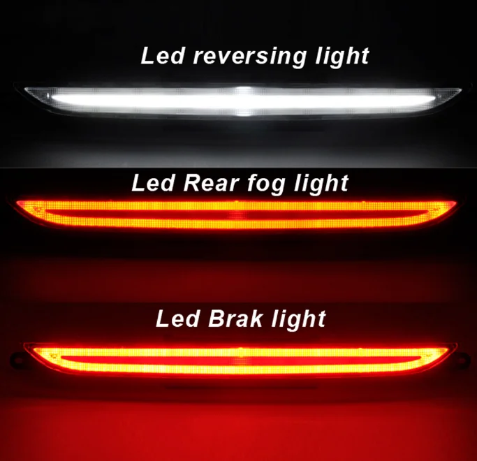 3-In-1 LED Rear bumper Fog Light Assembly For 2007 2008 2009-2013 Audi TT 8J 2nd Gen Brake Tail Light Backup Reverse Lamp kit